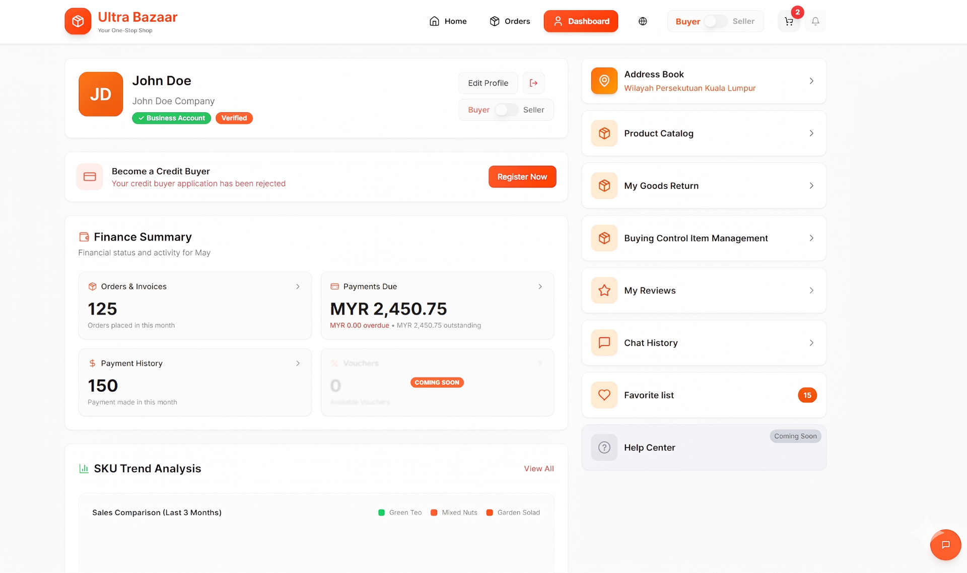 Ultrabazaar Platform screen 1